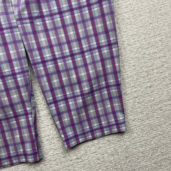Adidas Capri Pants Womens Plaid Mid Rise Climalite Golf Athletic Casual Read - Picture 4 of 13